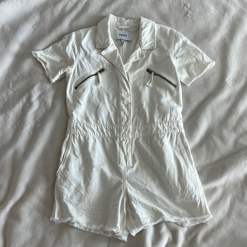 Pistola white denim jumpsuit
